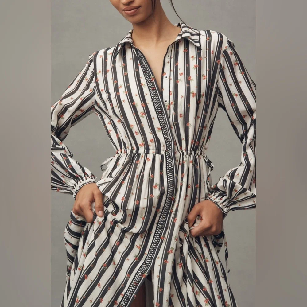 Anthropologie Printed Buttondown Shirt Dress - Picture 4 of 7